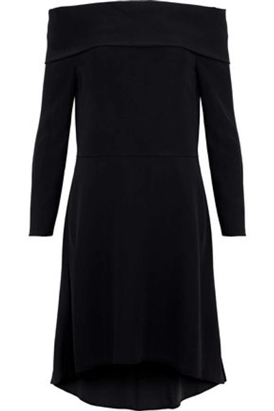 Theory Kensington Off-the-shoulder Crepe Mini Dress In Black