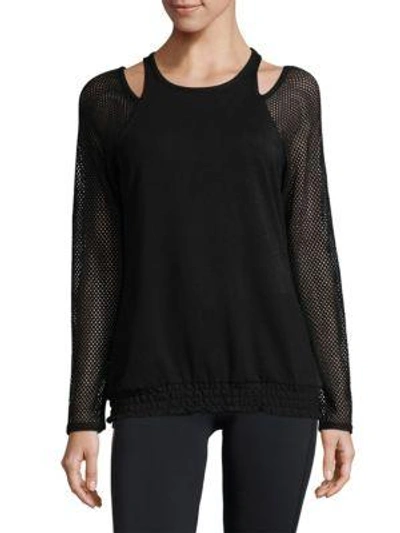 Nanette Lepore Mesh-sleeve Cold-shoulder Top In Black