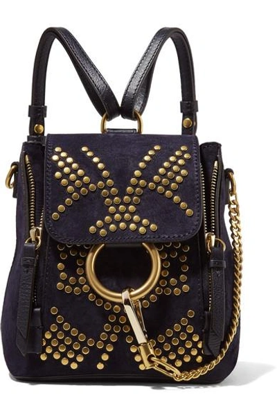 Chloé Faye Mini Studded Suede And Leather Backpack