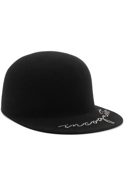 Eugenia Kim Bo Crystal-embellished Wool-felt Cap In Black