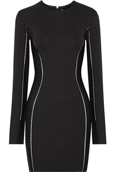 Dion Lee Pointelle-trimmed Stretch-knit Mini Dress In Black