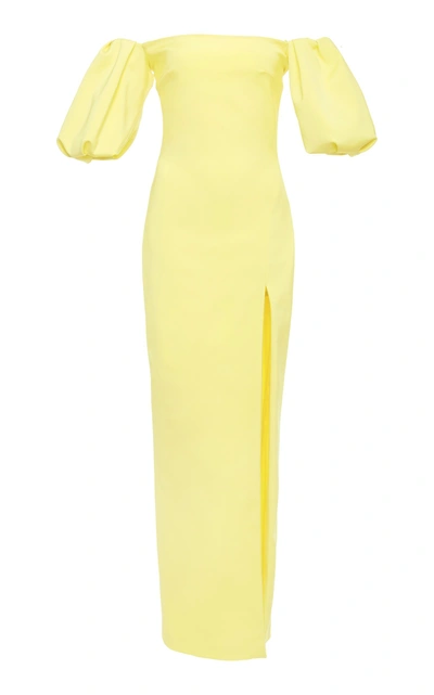 Cushnie Et Ochs Reina Strapless High-slit Fitted Cocktail Dress In Pastel Yellow
