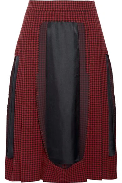 Maison Margiela Paneled Houndstooth Wool And Twill Midi Skirt