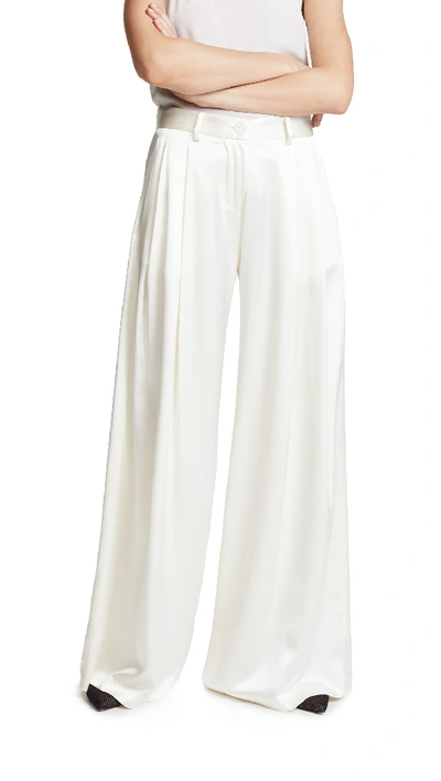 Nili Lotan Seville Wide-leg Silk Trousers In White