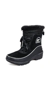 Sorel Torino Faux Fur-trimmed Waterproof Suede, Shell And Leather Ankle Boots In Black