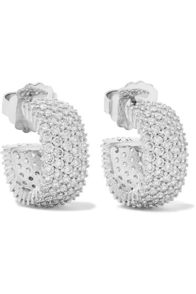 Kenneth Jay Lane Rhodium-plated Cubic Zirconia Hoop Earrings In Silver