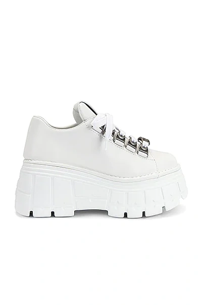 Miu Miu Ridged-sole Lace-up Sneakers In Bianco