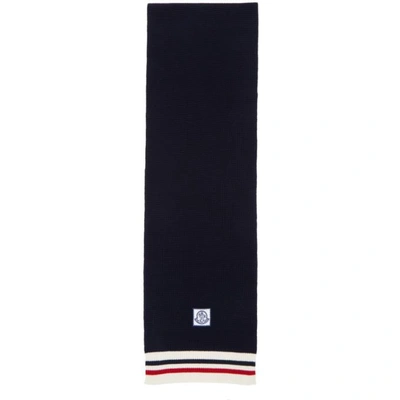 Moncler Navy Striped Scarf