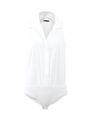 Donna Karan Cotton Stretch Bodysuit In White