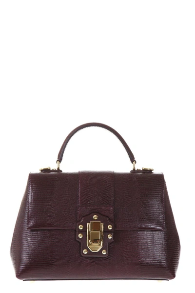 Dolce & Gabbana Lucia Printed Leather Bag In Wine