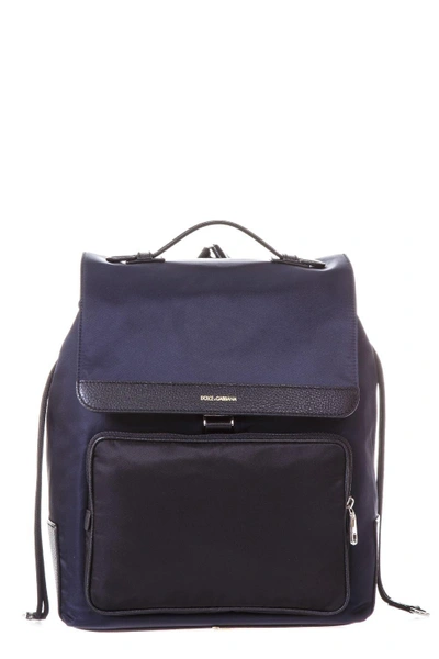Dolce & Gabbana Squared Nylon Backpack In Blue-black