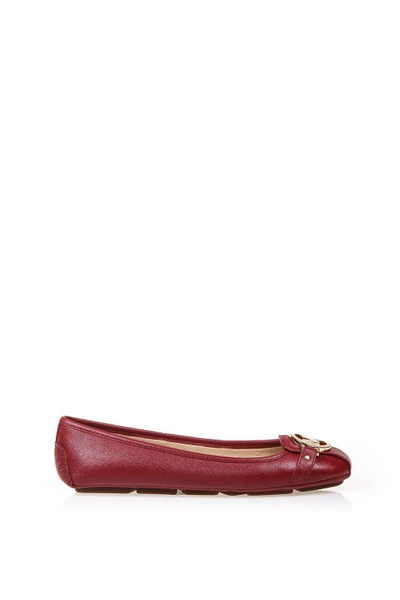 Michael Michael Kors Leather Ballerinas With Logo In Blood