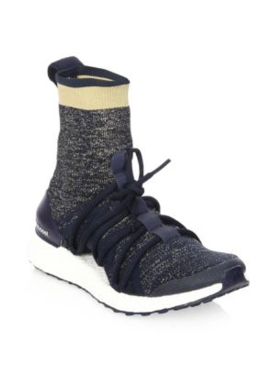 Adidas By Stella Mccartney Black Ultraboost Mid Sock Sneakers In Blue/black