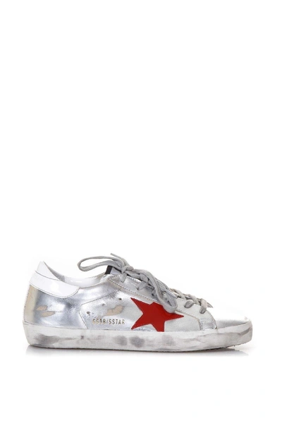 Golden Goose Superstar Metallic Leather Sneakers In Silver