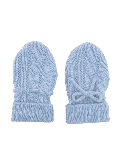 N.peal Babies' Cable-knit Mittens In Blue