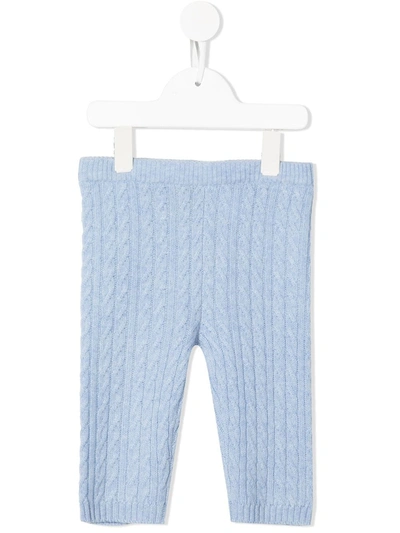 N.peal Babies' Cable-knit Leggings In Blue