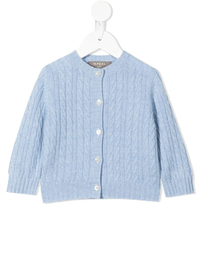 N.peal Babies' Cable-knit Cardigan In Blue