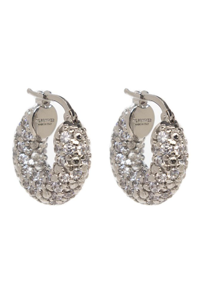 Jil Sander Crystal-embellished Hoop Earrings In Silver