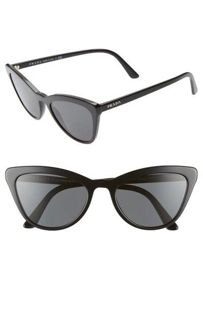Prada 56mm Cat Eye Sunglasses In Black Solid