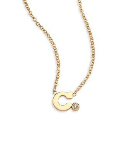 Zoë Chicco Diamond & 14k Yellow Gold Initial Pendant Necklace In C