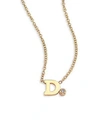 Zoë Chicco Diamond & 14k Yellow Gold Initial Pendant Necklace