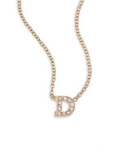 Zoë Chicco Pavé Diamond & 14k Yellow Gold Initial Pendant Necklace