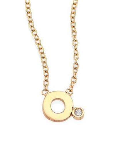 Zoë Chicco Diamond & 14k Yellow Gold Initial Pendant Necklace In O