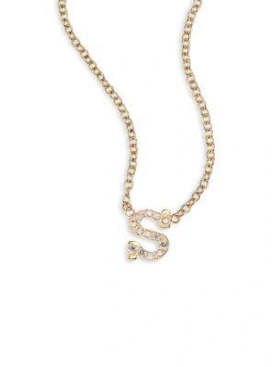 Zoë Chicco Pavé Diamond & 14k Yellow Gold Initial Pendant Necklace In S