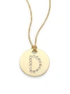 Roberto Coin Tiny Treasures Diamond & 18k Yellow Gold Initial Pendant Necklace