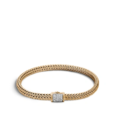 John Hardy Classic Chain 18k Gold Extra Small Bracelet With Diamond Pave In White/gold