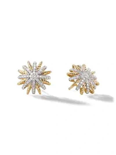 David Yurman Starburst Earrings With Diamonds In 18k Yellow Gold/14mm