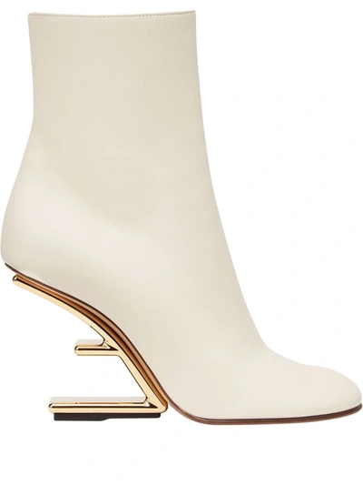 Fendi First 105mm Ankle Boots In Blanc