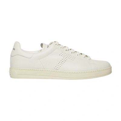 Tom Ford 10mm Warwick Leather Low Top Sneakers In Butter Cream