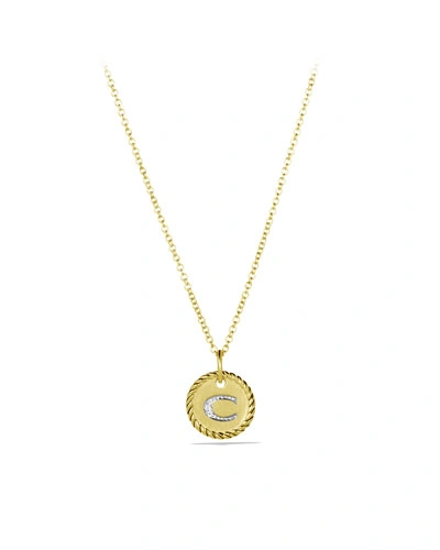 David Yurman Cable Collectibles Initial Pendant With Diamonds In Gold On Chain, 16-18