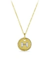 David Yurman 18k Yellow Gold Initial Pendant Necklace In H