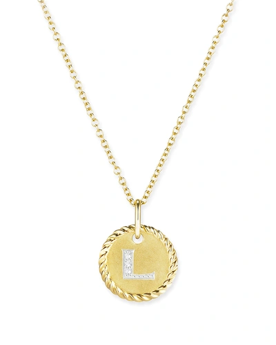 David Yurman Cable Collectibles Initial Pendant With Diamonds In Gold On Chain, 16-18 In Initial L