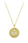 David Yurman Cable Collectibles Initial Pendant With Diamonds In Gold On Chain, 16-18 In Initial R