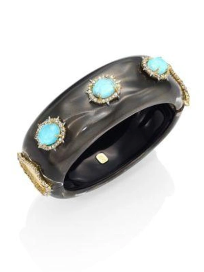 Alexis Bittar Large Lucite & Crystal Liquid Silk Bangle In Ash