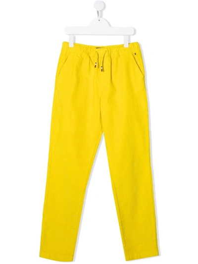 Tommy Hilfiger Junior Teen Embroidered-logo Corduroy Trousers In Yellow