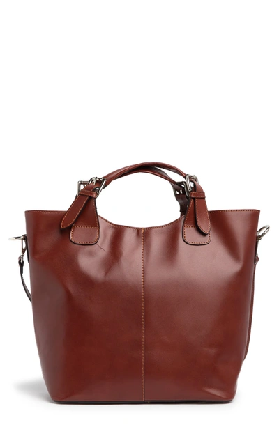 Massimo Castelli Top Handle Leather Bag In Brown