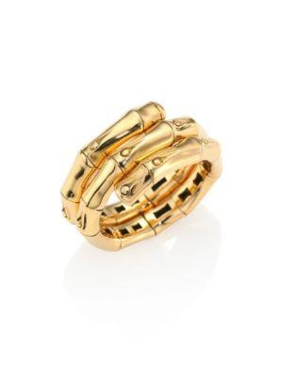 John Hardy Bamboo 18k Yellow Gold Double Coil Ring