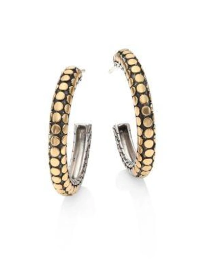 John Hardy 18k Yellow Gold And Sterling Silver Dot Small Hoop Earrings In Silver/gold