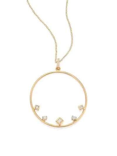Zoë Chicco 14k Yellow Gold Diamond Large Circle Pendant Necklace, 18 - 100% Exclusive In White/gold