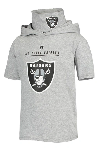 Zzdnu Outerstuff Kids' Youth Heathered Gray Las Vegas Raiders On Guard Hoodie T-shirt In Heather Gray