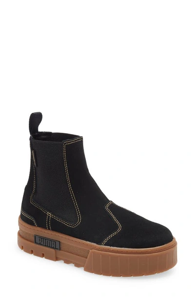 Puma Women's Mayze Chelsea Suede Boots From Finish Line In  Black-gum