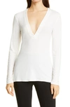 Capsule 121 The Adhara Plunge Neck Knit Top In Ivory