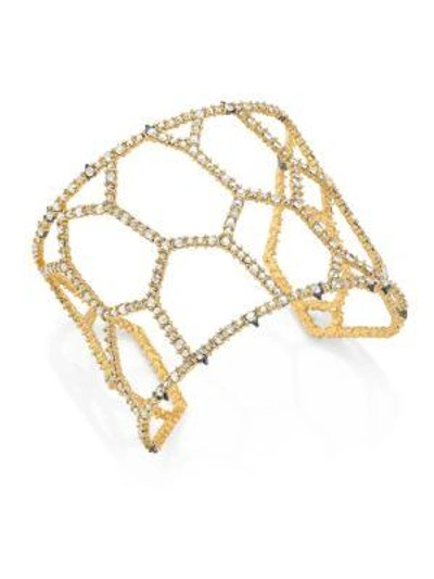 Alexis Bittar Elements Spiked Crystal Honeycomb Cuff Bracelet In Gold