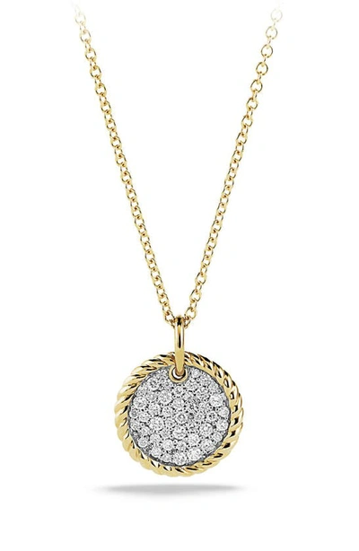 David Yurman Cable Collectibles Pave Charm Necklace With Diamonds In 18k Gold
