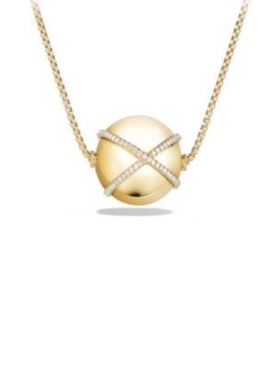 David Yurman Solari Pendant Necklace With Diamonds In 18k Yellow Gold In White/gold