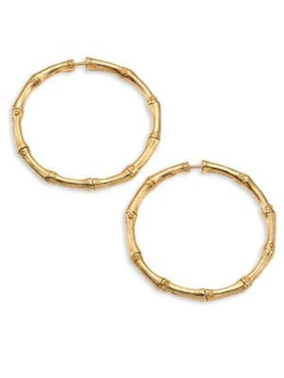 John Hardy Bamboo Medium 18k Yellow Gold Hoop Earrings/1.25"